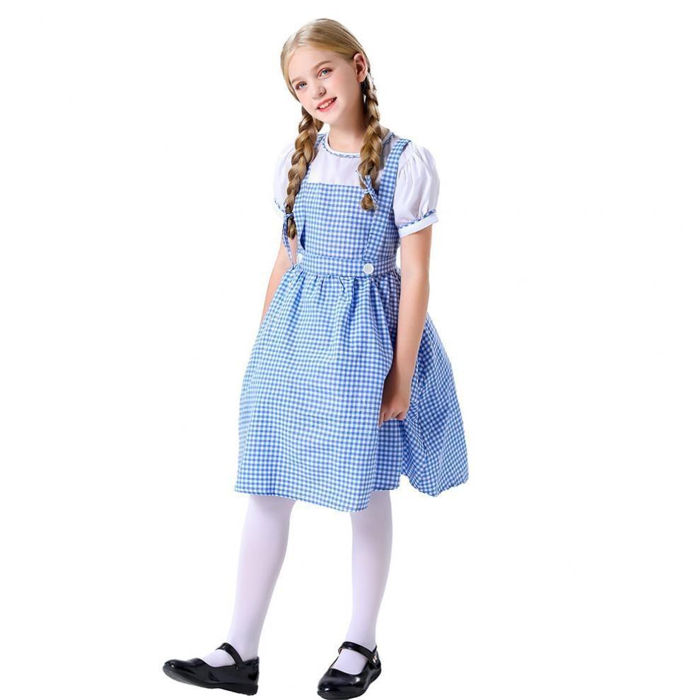 Of Wizard The Oz Dorothy Gale Blue Checkered Roleplay Dress Costumes Halloween