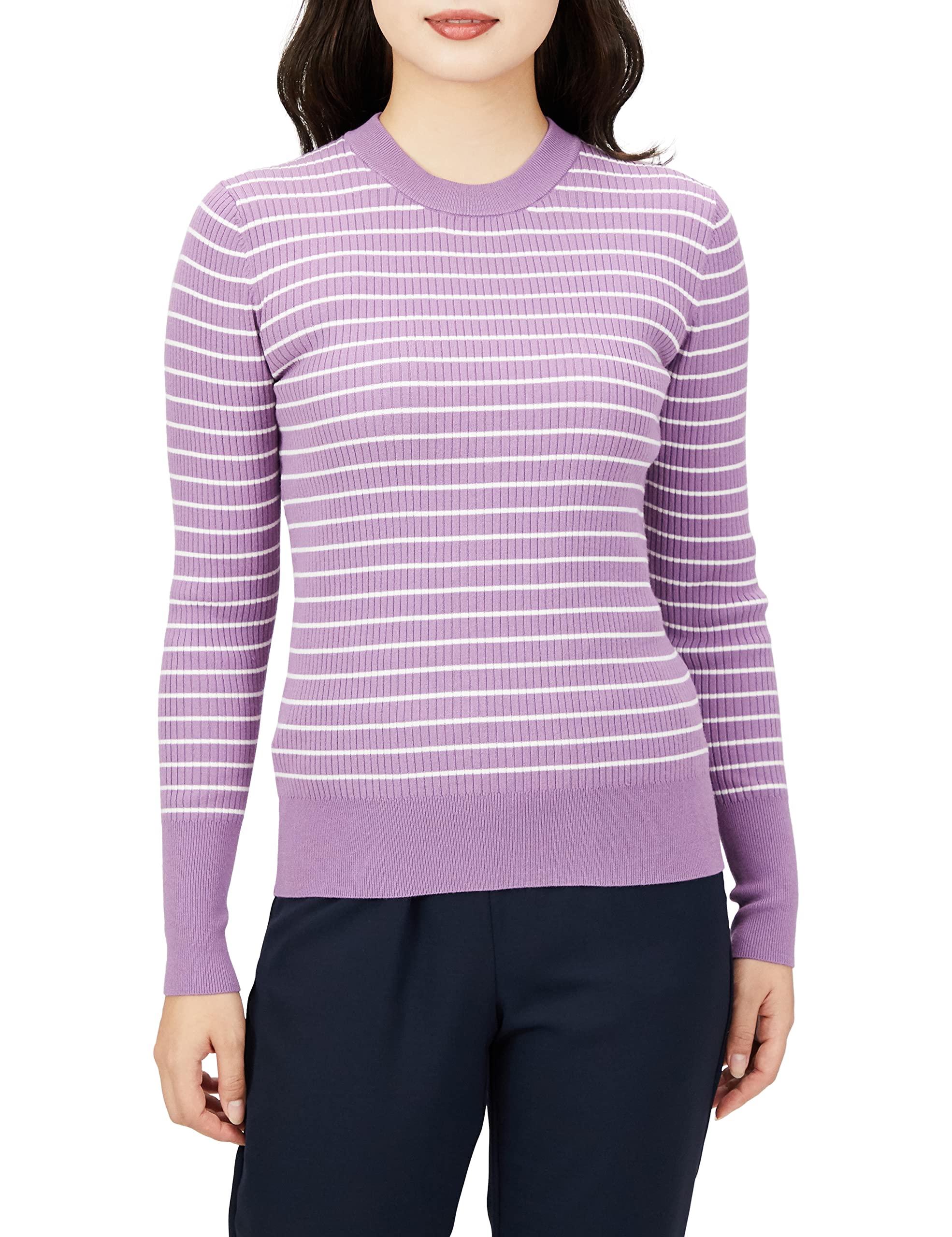 

Natural Beauty Basics Autumn Rib Basic Series Size M Women s Lavender-Based Sweater,