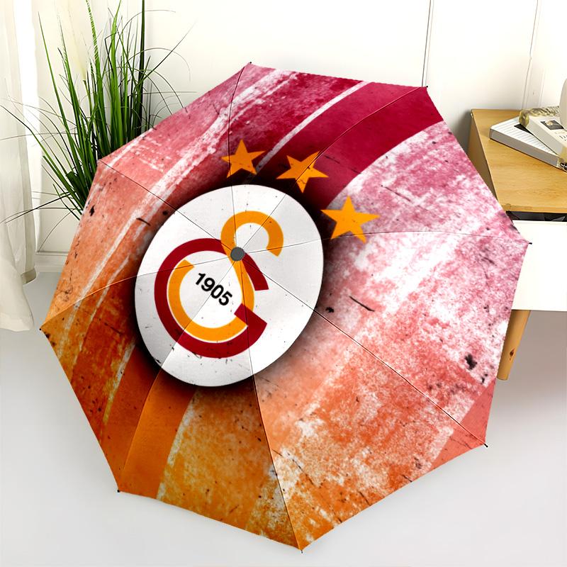 Galatasaray SK  Pattern, Automatic Folding Umbrella, Portable and Foldable Design, 8 Ribs, a Christmas or Birthday Gift.