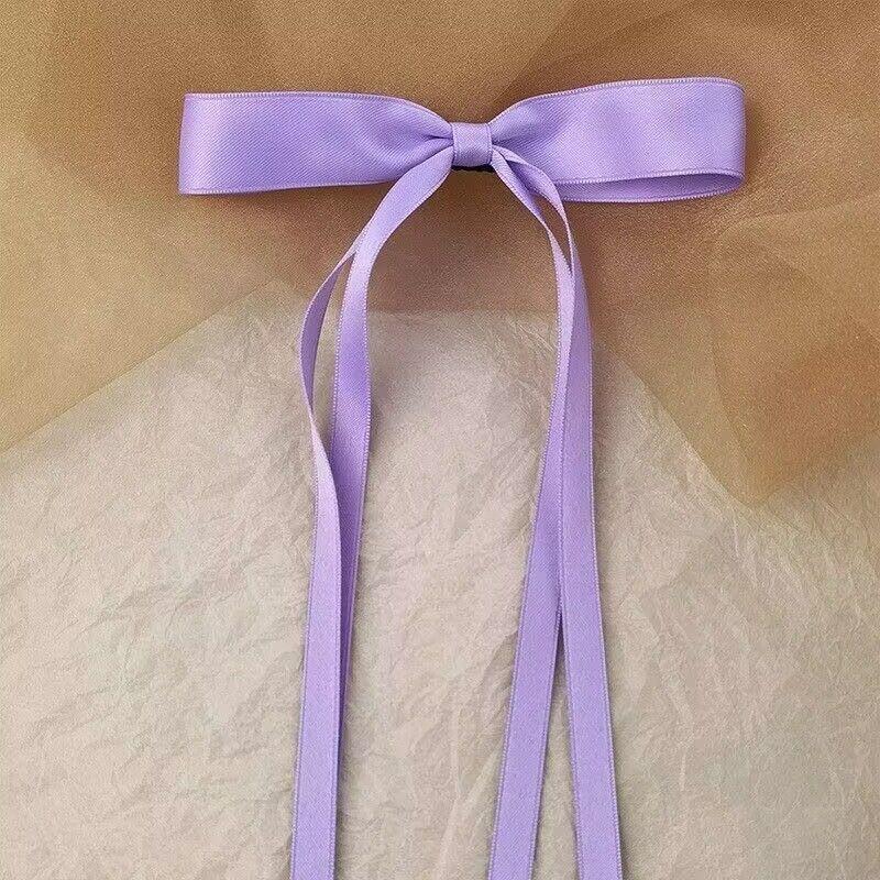 New Elegant Satin Long Tassel Ribbon Clips Women Vintage Simple Bow Hairpins Barrettes Korean Fashion Hair Accessories Gift