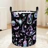 1pc Foldable Round Laundry Basket with Sturdy Handles - Watercolor Style, Compact Space Suitable, Portable Collapsible Clothes Storage Bin, Clothes An