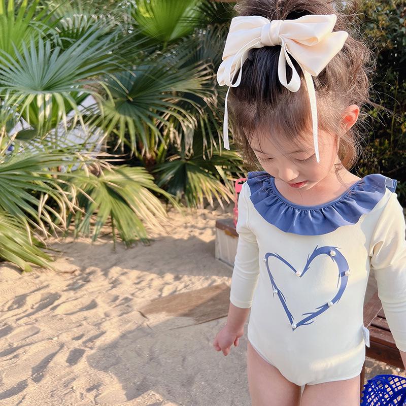 2025 Children's Heart Princess One-Piece Swimsuit with Swim Cap for Toddlers & Girls