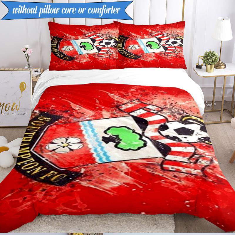 3-teiliges weiches Bettwäscheset mit FC-Wappen-Design, inklusive 1 Bettbezug und 2 Kissenbezügen. Perfekt für Schlafzimmer, Wohnheim, Fan-Geschenk