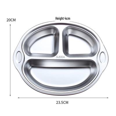 ZISIZ 304 Stainless Steel Divided Kids Dinner Plate
