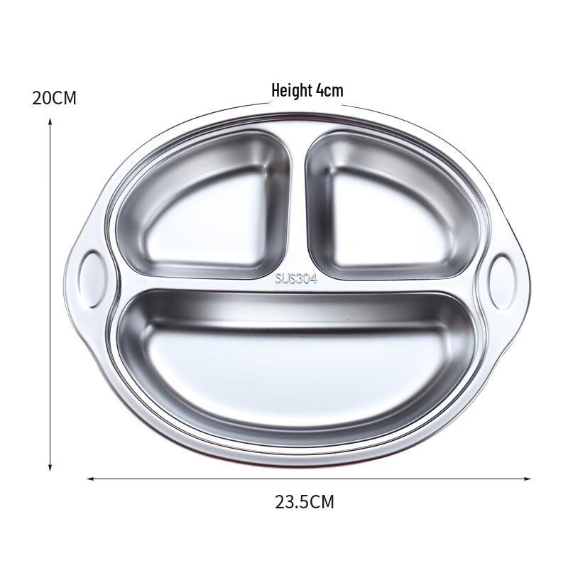 

ZISIZ 304 Stainless Steel Divided Kids Dinner Plate