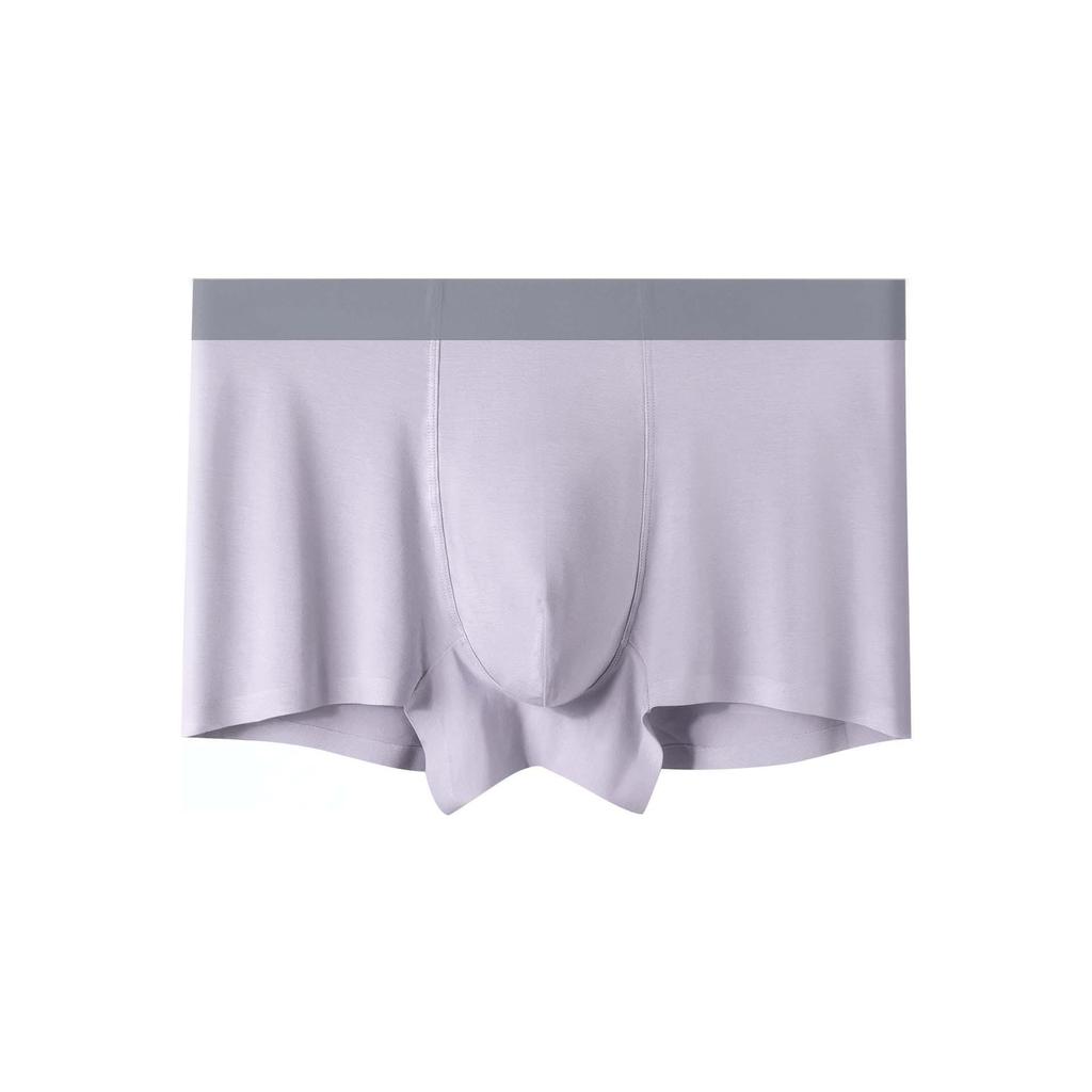 Seamless Men's Mid-Waist Modal Underwear with Breathable Antibacterial Crotch, Solid Color, Large Size