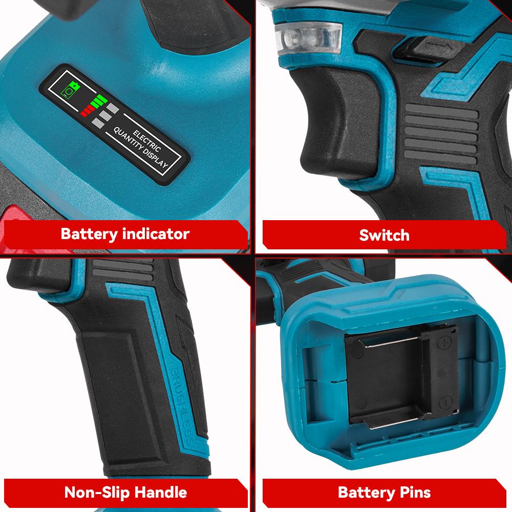 ONEVAN Brushless Electric Rivet Gun Cordless LED Rivet Nut Gun Drill Insert Automatic Riveting Tool For Makita 18V Battery Pin