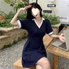 V-neck Waist A-word Dress Small Design Sense Niche Long Dress Women's Summer New