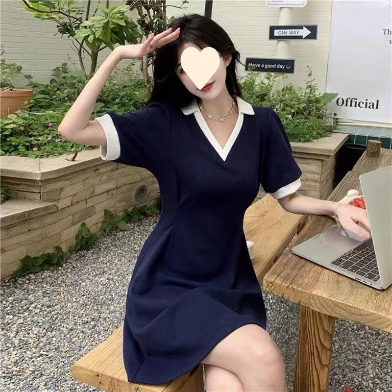 V-neck waist A-word dress small design sense niche long dress women s summer new S
