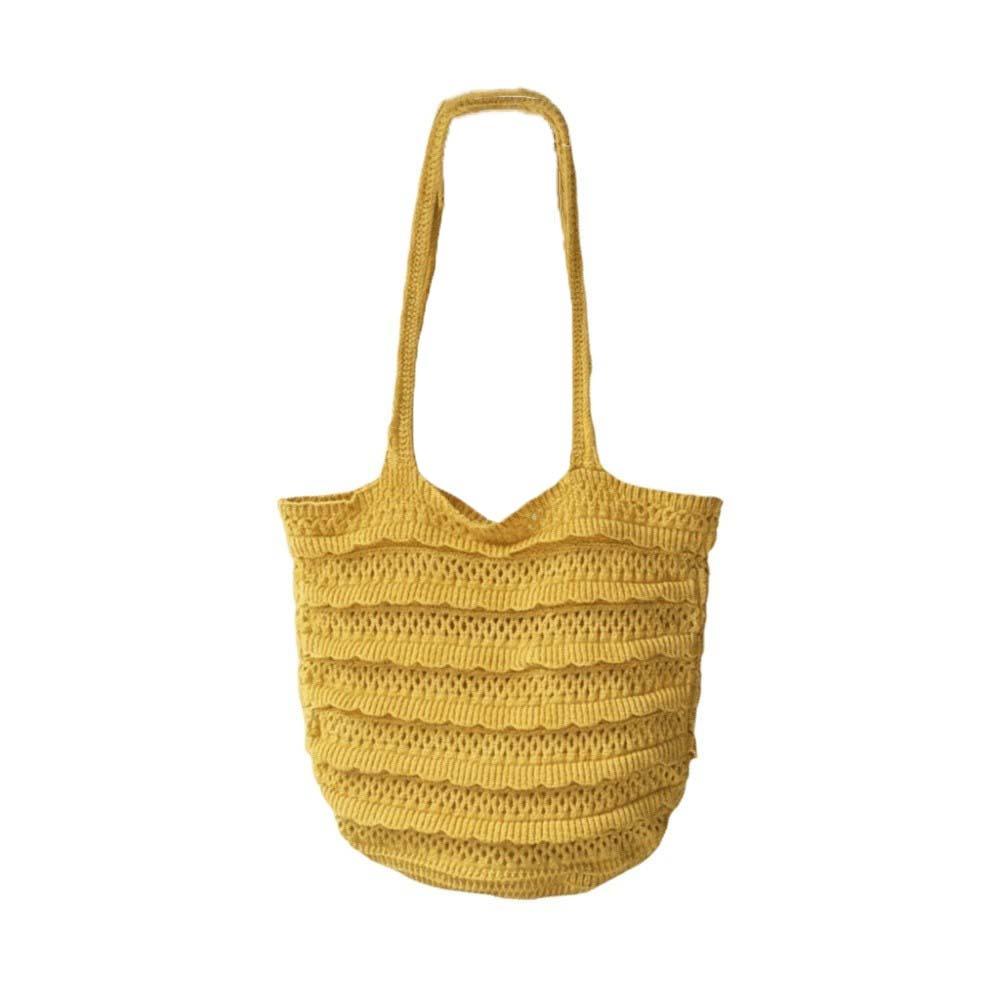 Sweet Crochet Shoulder Bag Large Capacity Seaside Vacation Handbag Knitted Tote Bag  Summer