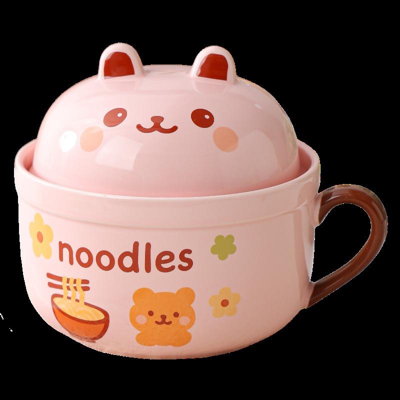 

Керамическая миска для лапши быстрого приготовления с крышкой, ложкой, суповая миска, для микроволновой печи, для студенческого общежития, миска для риса, миска для лапши быстрого приготовления, ланч-бокс для офисного работника 900ml