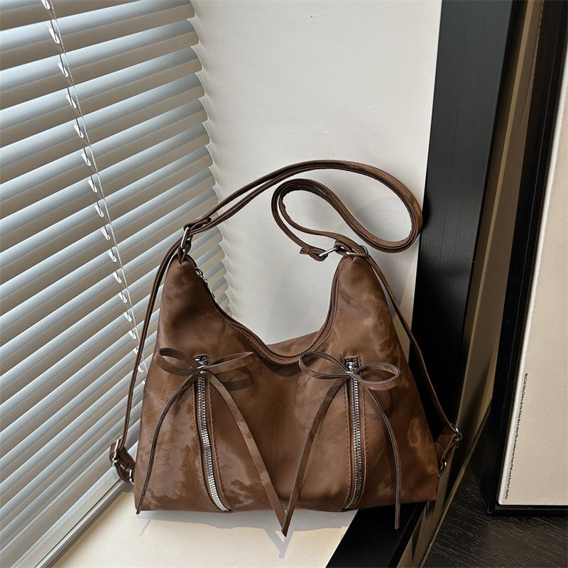 

Сумка-багет под мышкой Женская большая вместительная сумка-тоут для поездок Премиальная универсальная сумка через плечо Кроссбоди Женский рюкзак коричневый