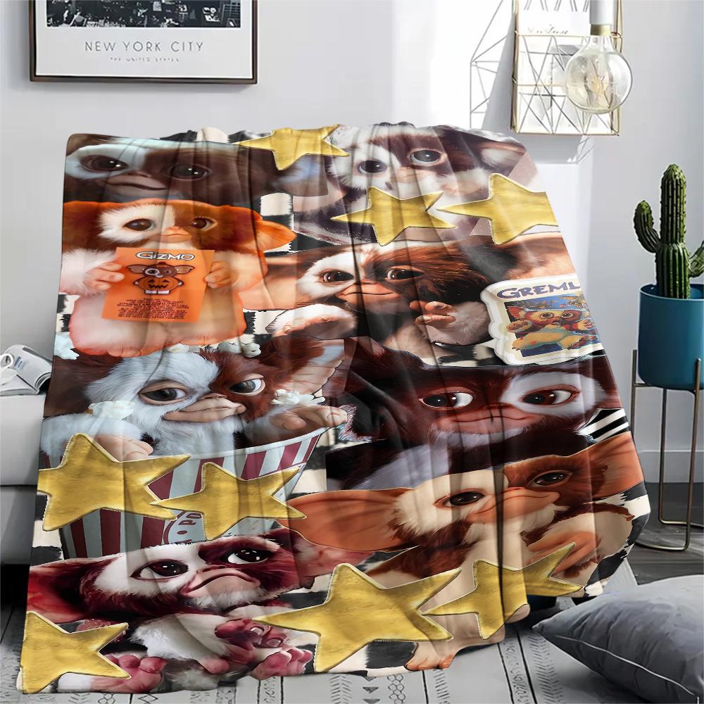 1PC Gremlins Print Flannel Blanket, High quality All Seasons, Home Decor, Warmth and Comfort, Perfect for Christmas Gifts