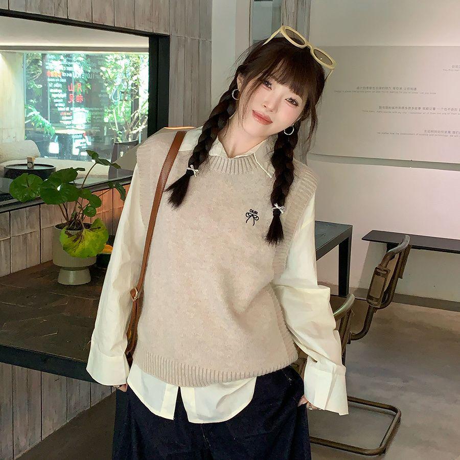 Women's Knitted Sweater Vest - Spring/Autumn 2024 Petite Sleeveless Layering Top