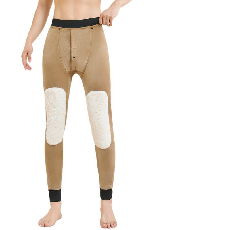 Men's Fleece-Lined Thermal Pants with Knee Pads