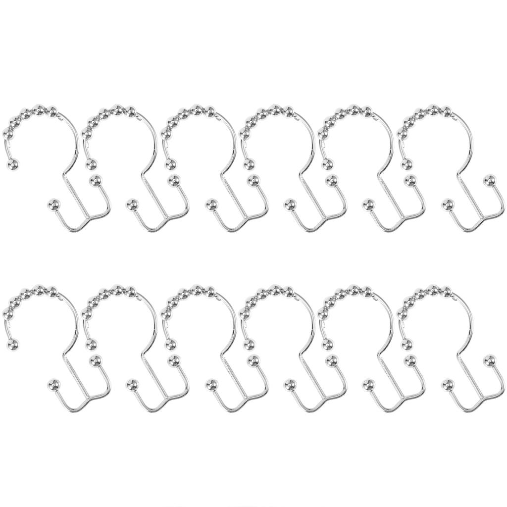 12 Stück Mehrzweck 8 Perlen Doppelgleit-Hängehaken Badezimmer Duschvorhanghaken Ringe