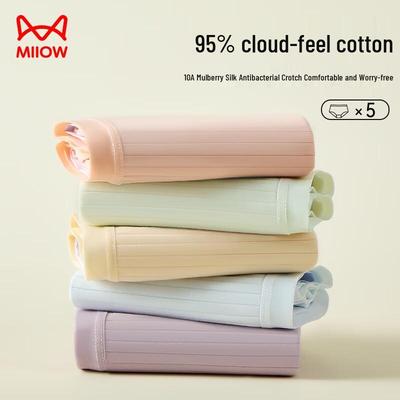 Mao Ren Women's 5-Pack Cotton & Silk Mid-Waist Briefs