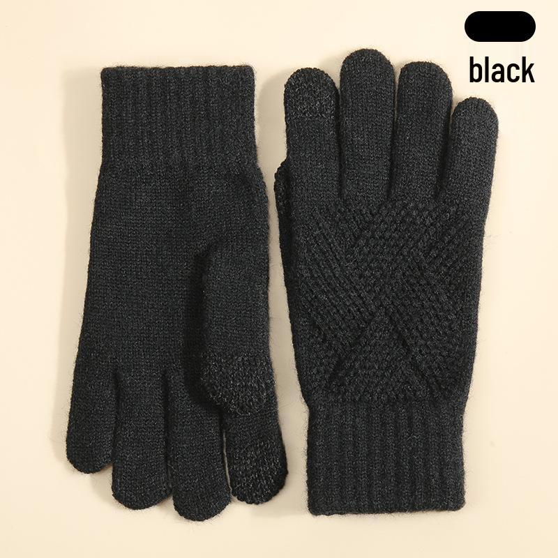 

Unisex Winter Double-Layer Fleece-Lined Touchscreen Gloves for Outdoor Warmth One Size