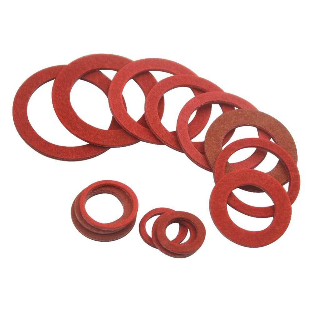 150Pcs 14 Sizes Fiber Washer Assortment Kit Red Flat Ring Washers Red Steel Paper Washers