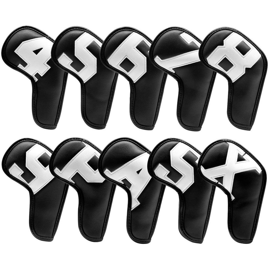 PU Leather Golf Iron Head Covers, Protective Club Covers