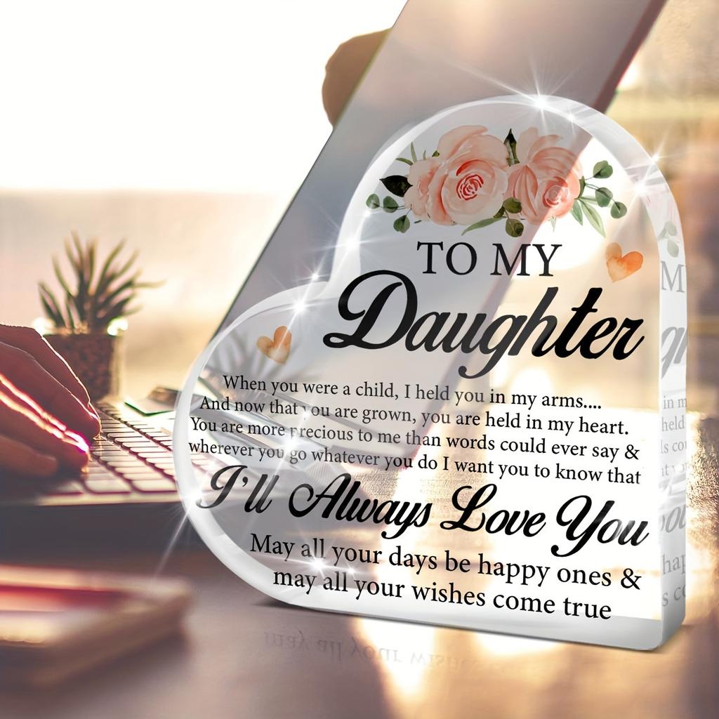2D Flat Birthday Christmas Graduation Gift for Daughter, Transparent Acrylic Logo Keepsake Gift,Nurseries,Home Desk Living Room Acrylic Decoration