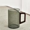 Heat Resistant 100ml Glass Mug with Walnut Handle for Coffee Tea Hot and Cold Drinks Suitable for Home Office Breaks 1/2pcs