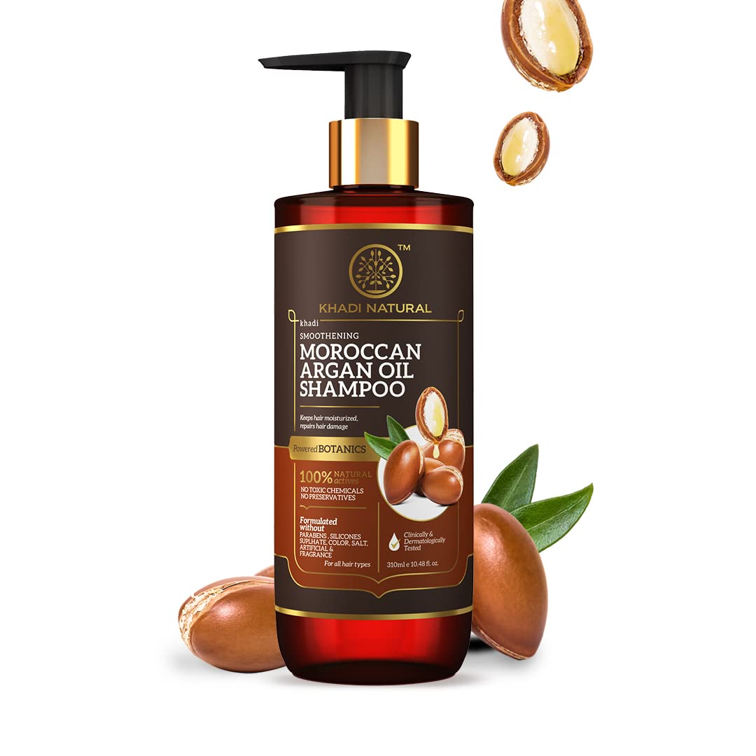 

Khadi Natural Powered Botanics Moroccan Argan Shampoo 310 Ml For Dry Frizzy Hair Paraben Silicone Sulphate Free