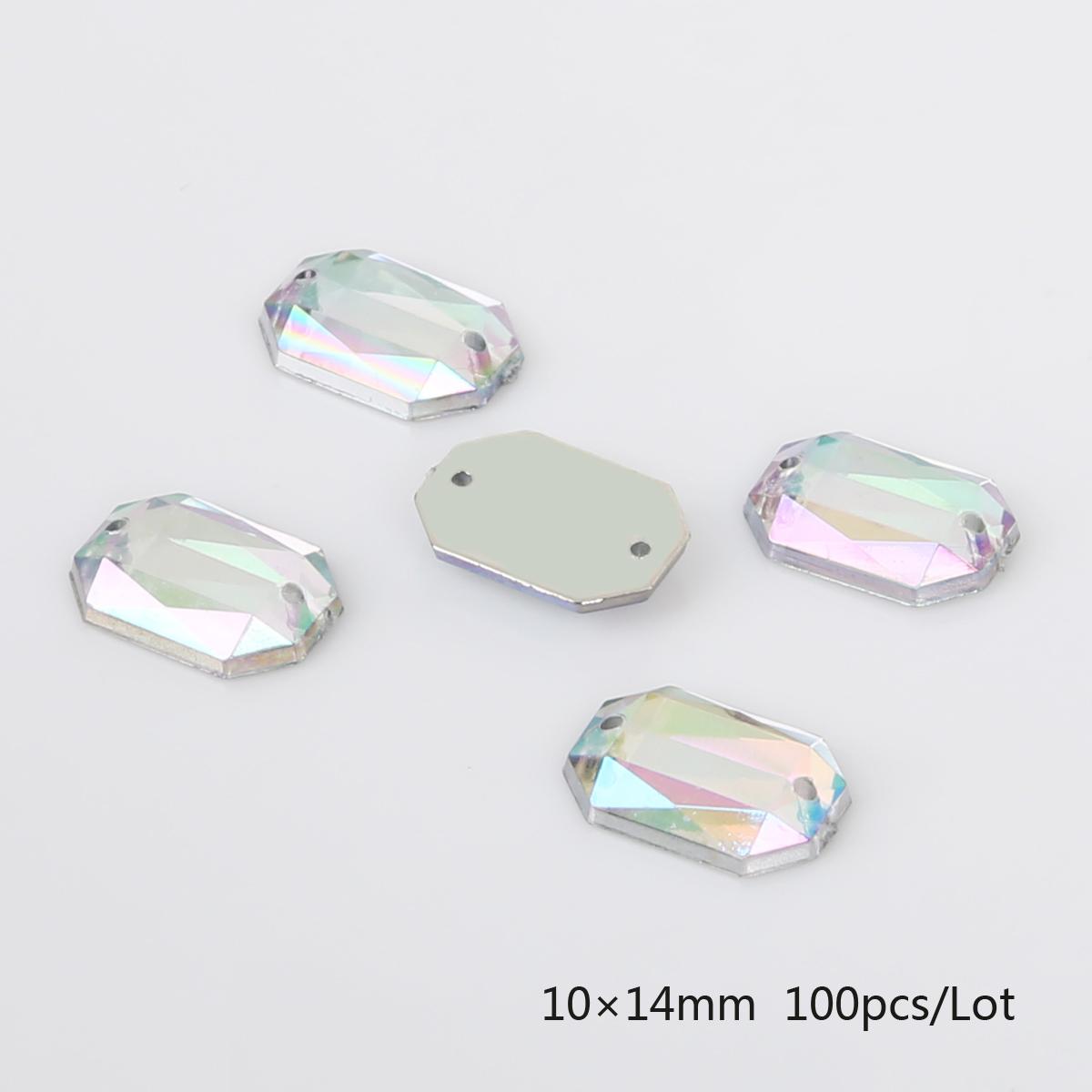

100 шт./пакет, стразы для шитья с плоской задней частью, пришивные кристаллы, камни, акриловые бусины, стразы для рукоделия, украшения для скрапбукинга 10x14mm 100pcs разноцветный/белый