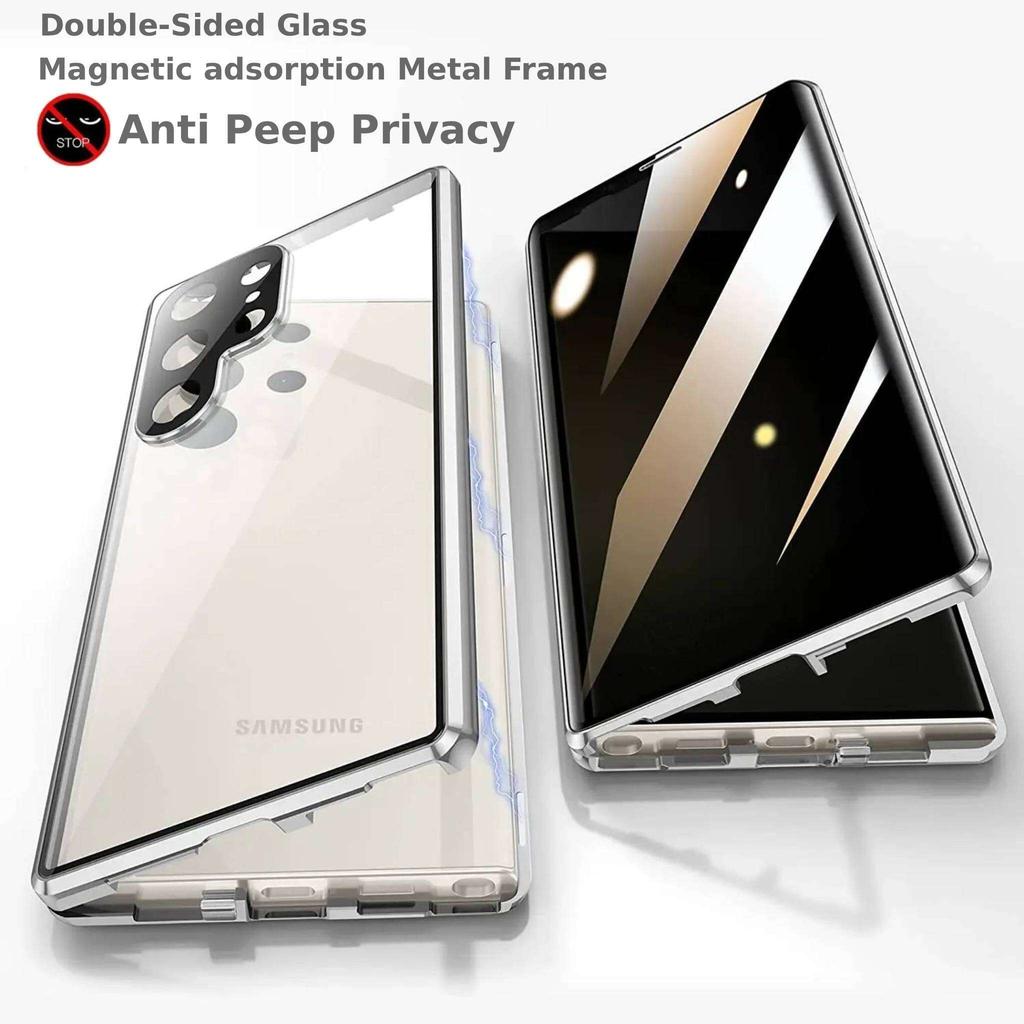 Anti Peeping Case for Samsung Galaxy S26 Ultra Plus S26+, Double Sided Tempered Glass,Metal Frame with Lens Protector Phone Bumpers