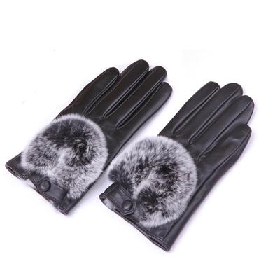 Novas Luvas Femininas Quentes de Pele de Ovelha Moda Boca de Pelo de Lontra Coelho Estilo Coreano Outono e Inverno Luvas à Prova de Frio com Pelo Extra