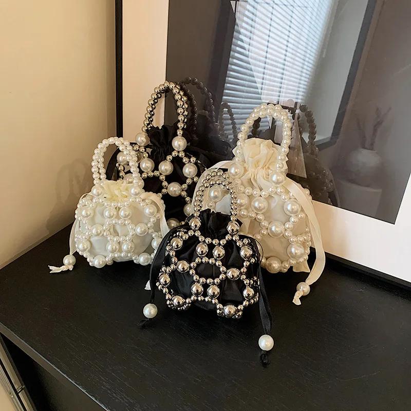 Spring Summer New Beaded Pearl Mini Children's Parent-child Model Hand-carried Oblique Span Small Shoulder Bag