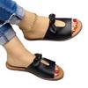 Cross-border New Summer Women's Flat Slippers Bow Decorative Wide Strip Slippers Solid Color Large Size Flat Sandals