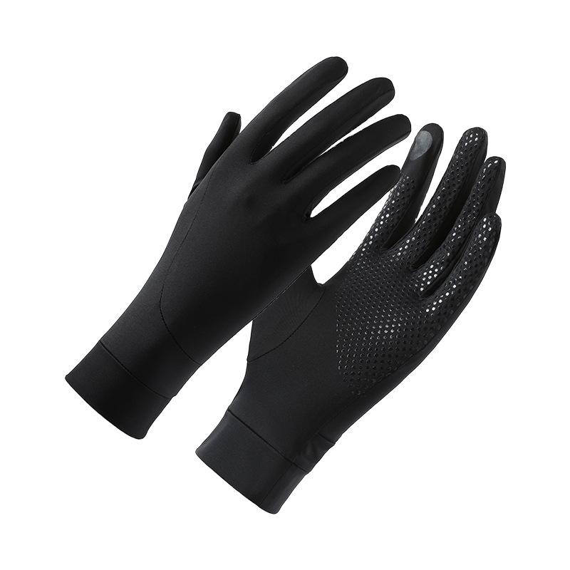 Summer Sun Protection Gloves for Women's UV Color Blocking Anti Slip Driving Ice Silk Outdoor Riding Sports Thin Gloves