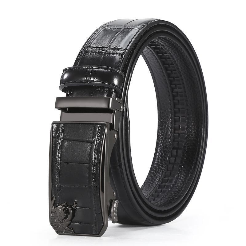

Ремень из крокодиловой кожи мужской высококачественный ремень из микрофибры с автоматической пряжкой Zhongqing Business Simulation 125cm чёрный