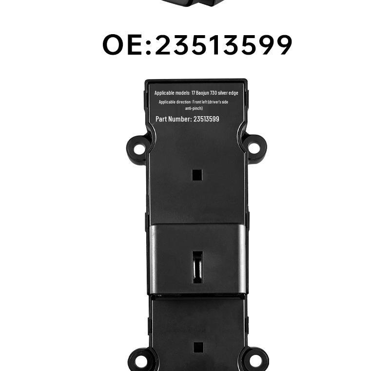 Power Window Switch for Baojun 730 Driver's Side, Anti-Pinch with Silver Trim.