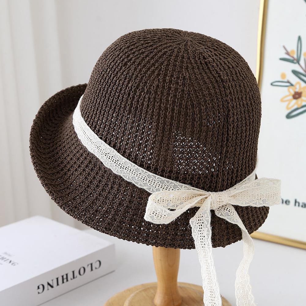 New Big Eaves Korean Bow Bucket Hat Outdoor Leisure Versatile Travel Mountaineering Travel Breathable Face Basin Hat