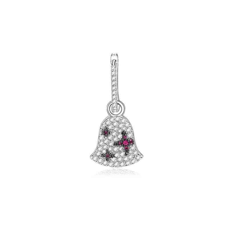 APM Monaco Single silver inlaid crystal diamond wind chime earrings, women s size M, white burgundy AE11619XKR серебряный