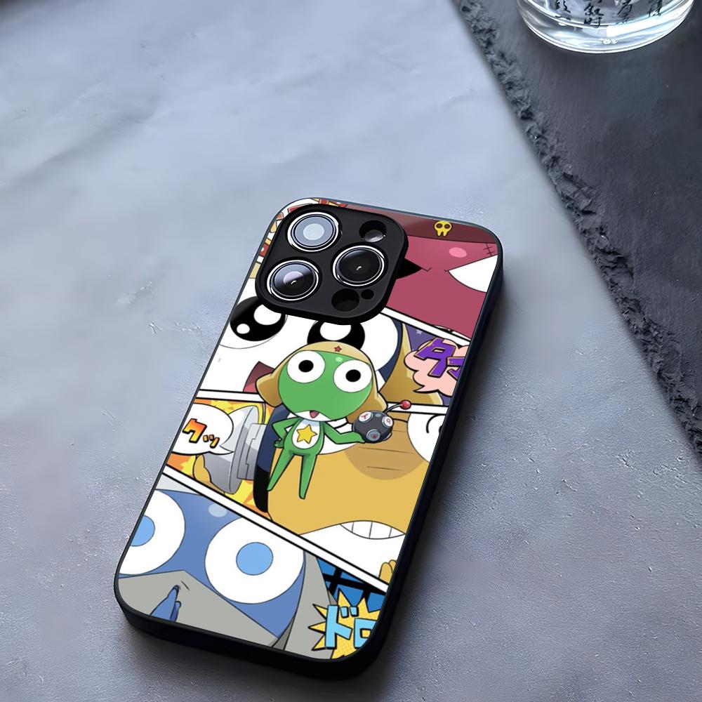 Cartoon Keroro Gunsou Frog Phone Case Tempered Glass For IPhone 17 13 14 16 12 15 11 Pro Max Plus Mini X XR SE2020 Coque