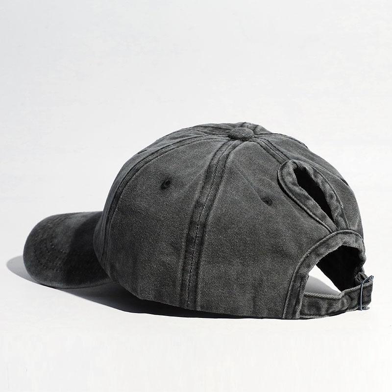 1Pc Spring Summer Sun Hat Retro Ponytail Baseball Cap Washed Vintage Running Outdoor Sports Hat Trendy Duckbill Cap Hip Hop Cap
