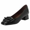 Handmade Leather Retro Style Square Head Shallow Mouth Single Shoes Women's New Spring and Autumn One-pedal Medium Thick Heel Professional Shoes