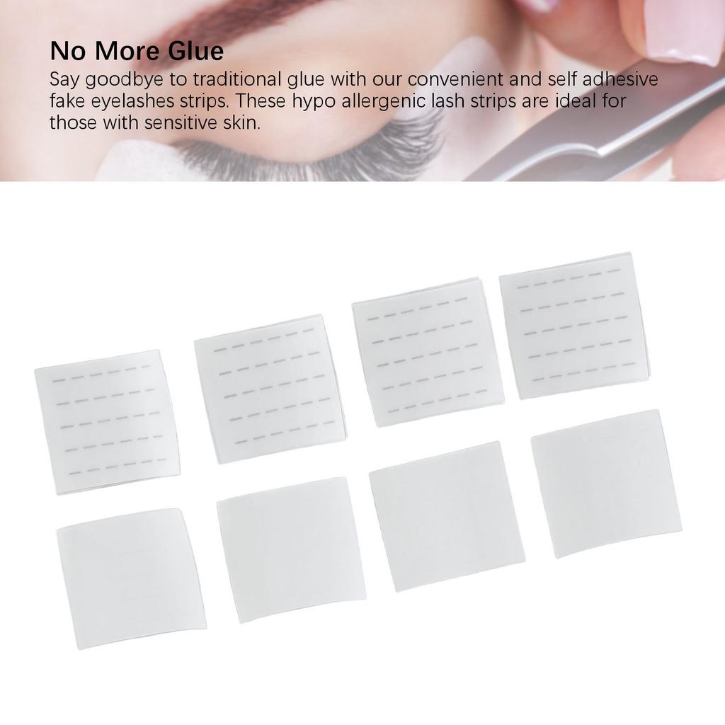 8 Sheet Self Adhesive Lash Strips for Fake Eyelashes No Glue Apply Black Transparent Waterproof Reusable Eyelash Adhesive Strips