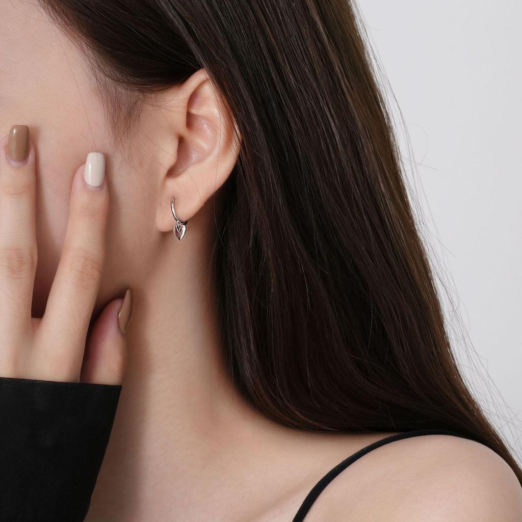 Sterling Silver Glossy Heart-Shaped Earring Backs for Women - Simple Layered Design