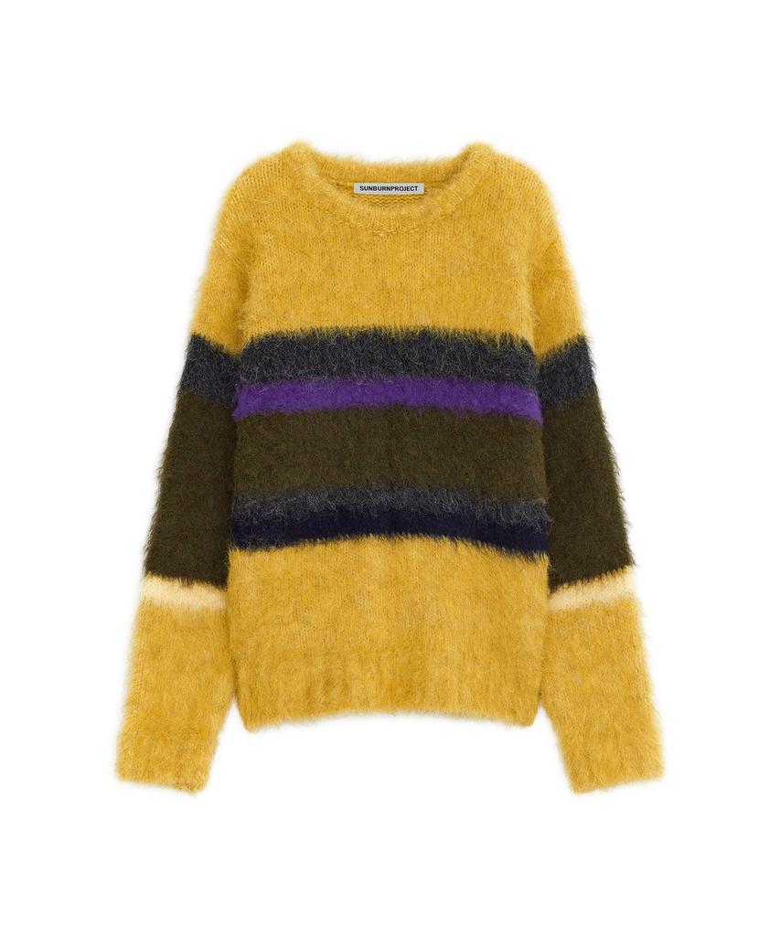 SUNBURNPROJECT Hairy Color Block Knit, Yellow