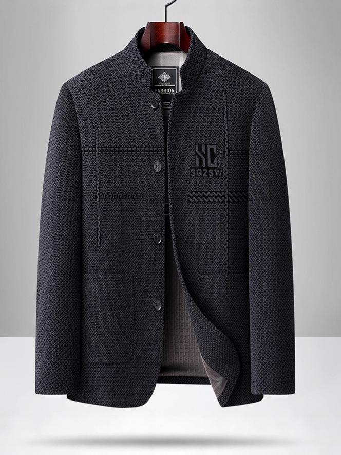2025 Men's Trendy Stand Collar Jacket: Slim Fit Business Casual Suit for Spring and Autumn
