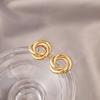 Hiphop Punk Metal Twist Knot Round Stud Earring for Women Gold Color Female Twine Hollow Geometry Jewelry Christmas Gift Brincos