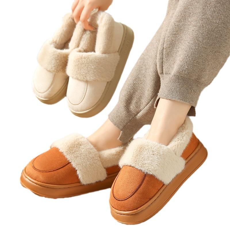 Baumwolle hausschuhe frauen winter tasche und indoor hause hause haftstrafe warme plüsch äußere baumwolle schuhe männer winter