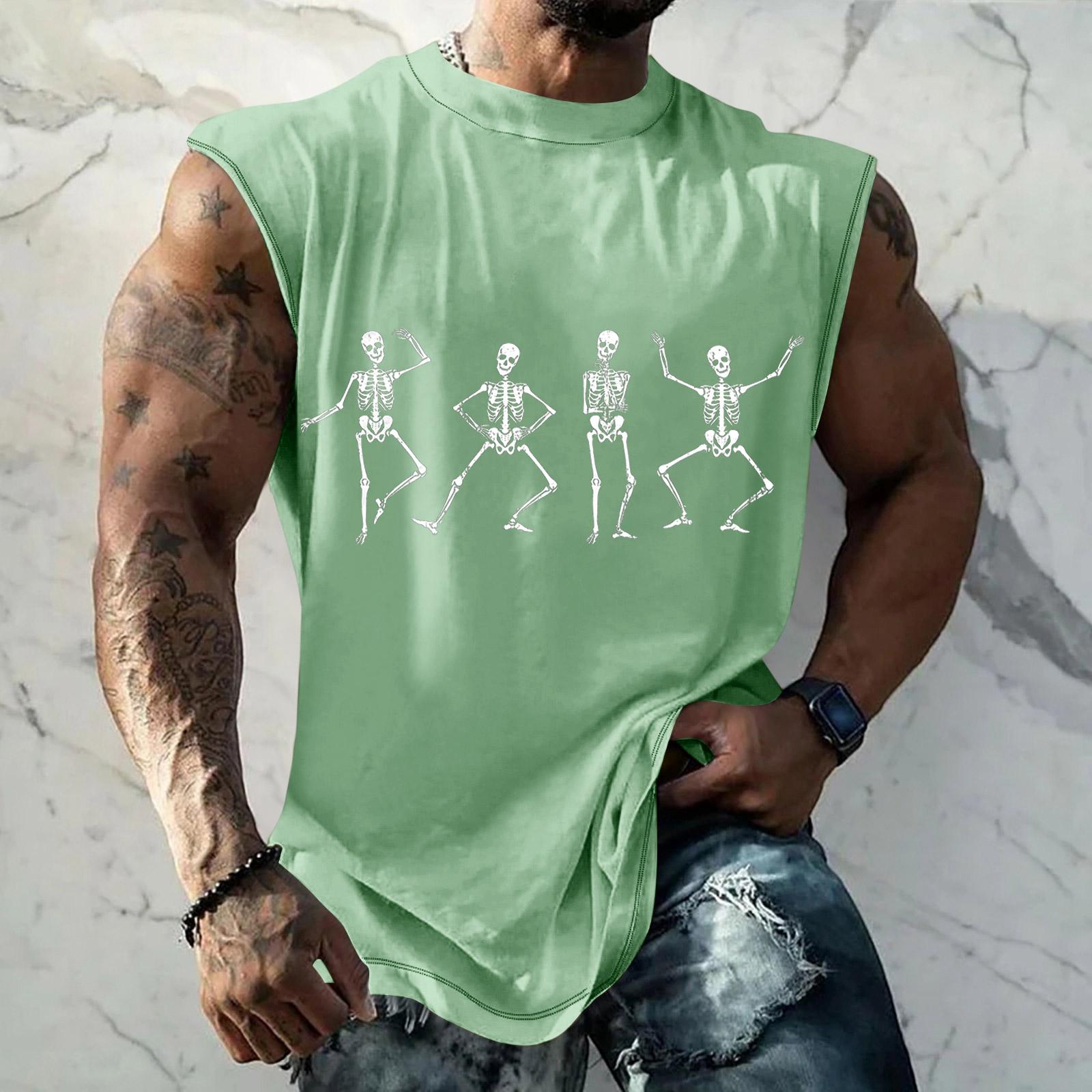 Men s Halloween Graphic Sleeveless Tank Top Loose Fit Casual Muscle Shirt Lightweight Summer Workout Vest XXXXXL