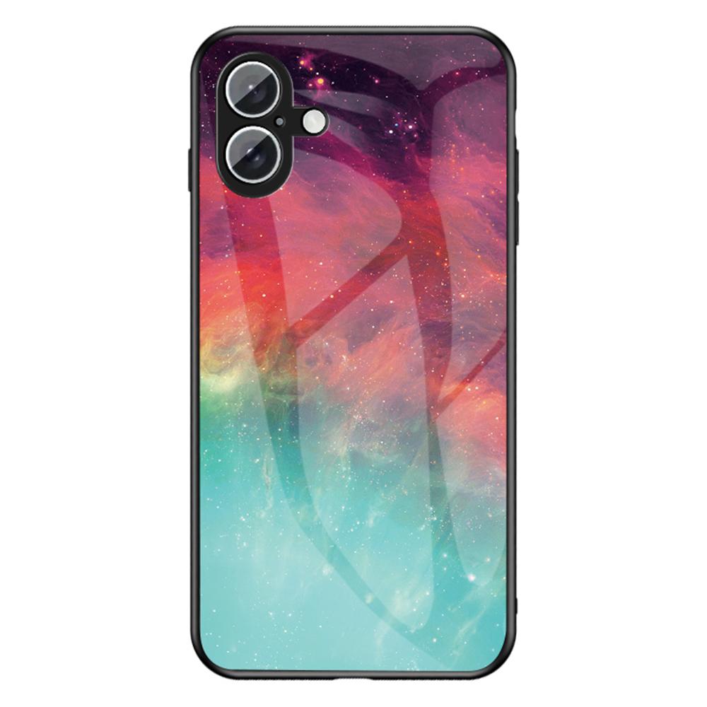 

For iPhone 16 Case Starry Sky Pattern Tempered Glass Phone Cover Color Starry Sky