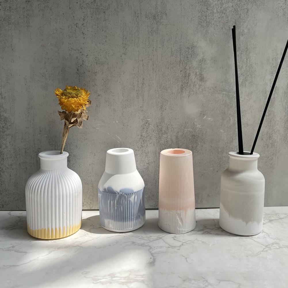 3D Vase Silicone Mold Plant Holder Flowerpot Ornament Mould Home Decoration