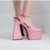 Neuer europäischer/amerikanischer Stil Sommer Dicke Absätze Hohe Absätze Gewickelte Sandalen Damen Spitz Schnalle Modische Damenschuhe
